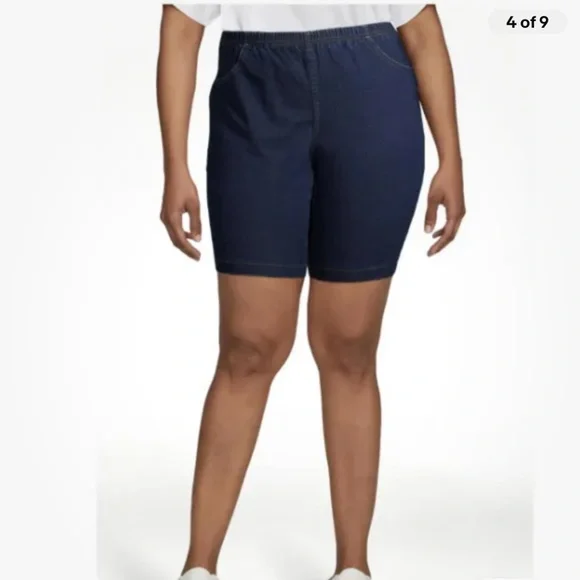 Just My Size Women’s Plus 4 Pocket Pull On Dark Indigo Shorts Size 3X NEW - Picture 4 of 9